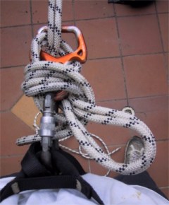 One method of tying off a figure eight